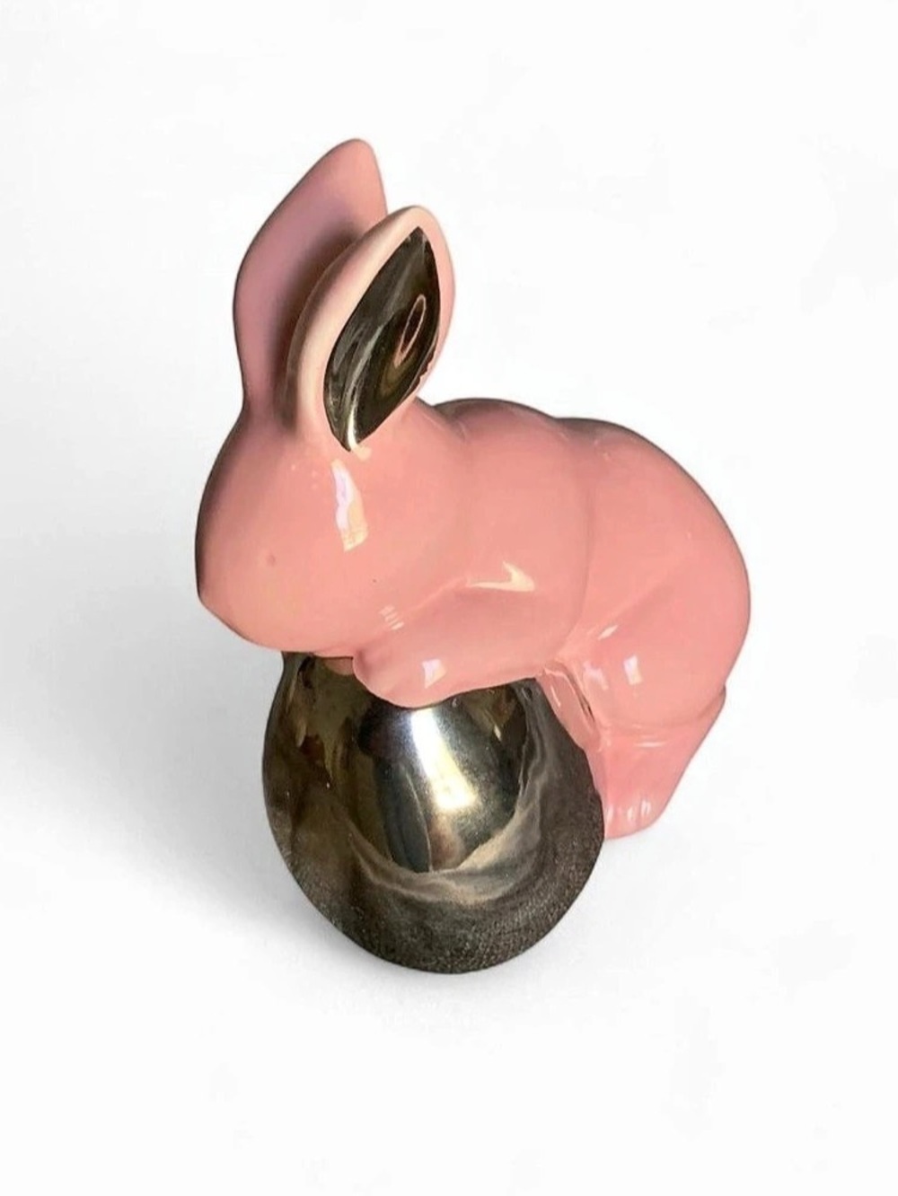 Pink & Silver Rabbit Figurine Decor